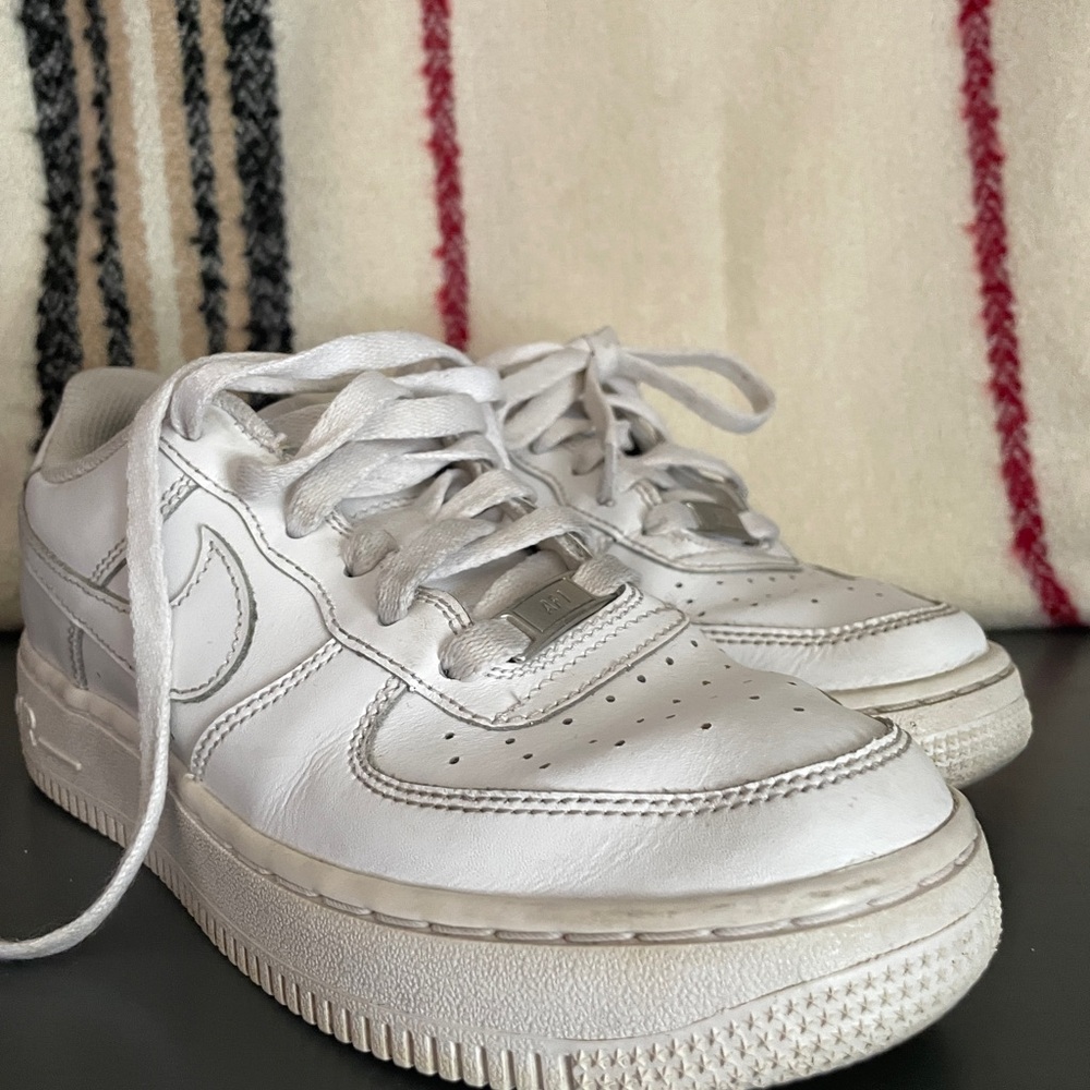 Nike Air Force 1 Shadow Triple White Leather Sneakers Youth 4.5